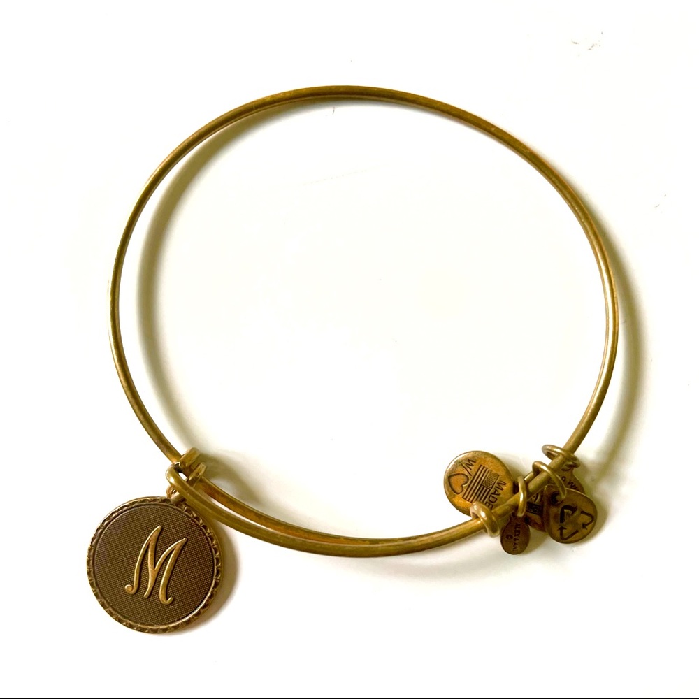 Alex and Ani Gold Letter M Initial Charm Bangle Bracelet